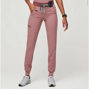 Figs Pink Joggers with Green Drawstring